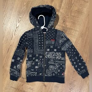 Levi's Kids Navy and White Bandana Print Zip Up Hoodie Size 4T